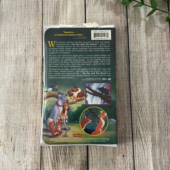 The Fox and the Hound Black Diamond Walt Disney Classic Rare VHS 2041 - Picture 2 of 6
